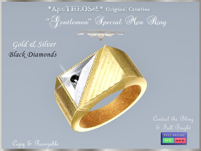 Second Life Marketplace GENTLEMEN Gold & Silver Special Men Ring